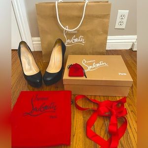 Christian Louboutin 140 kid smooth black leather platform pumps